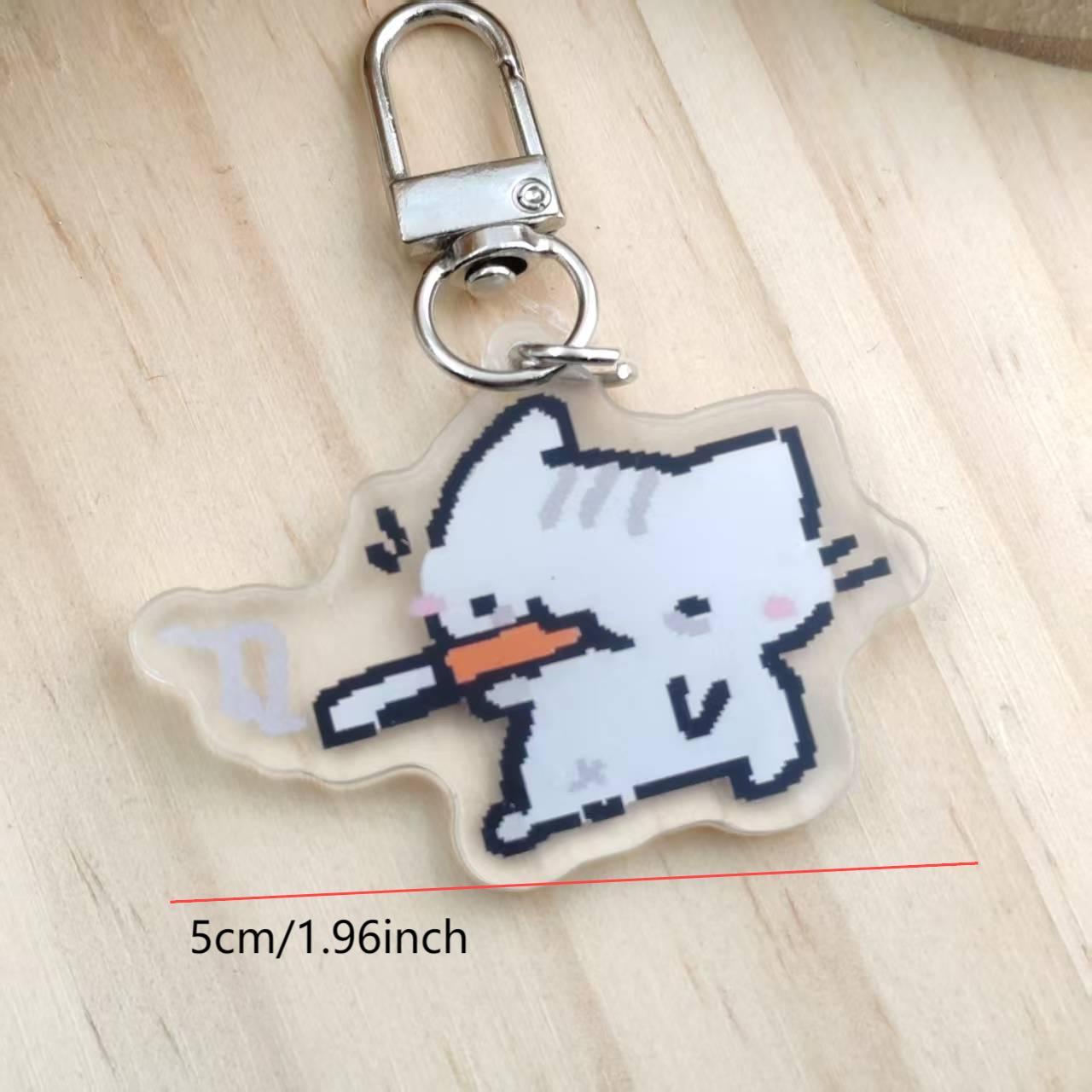 2d Flat Pixel Cat Keychain - G - Retro Gaming Vibe 评论和价格