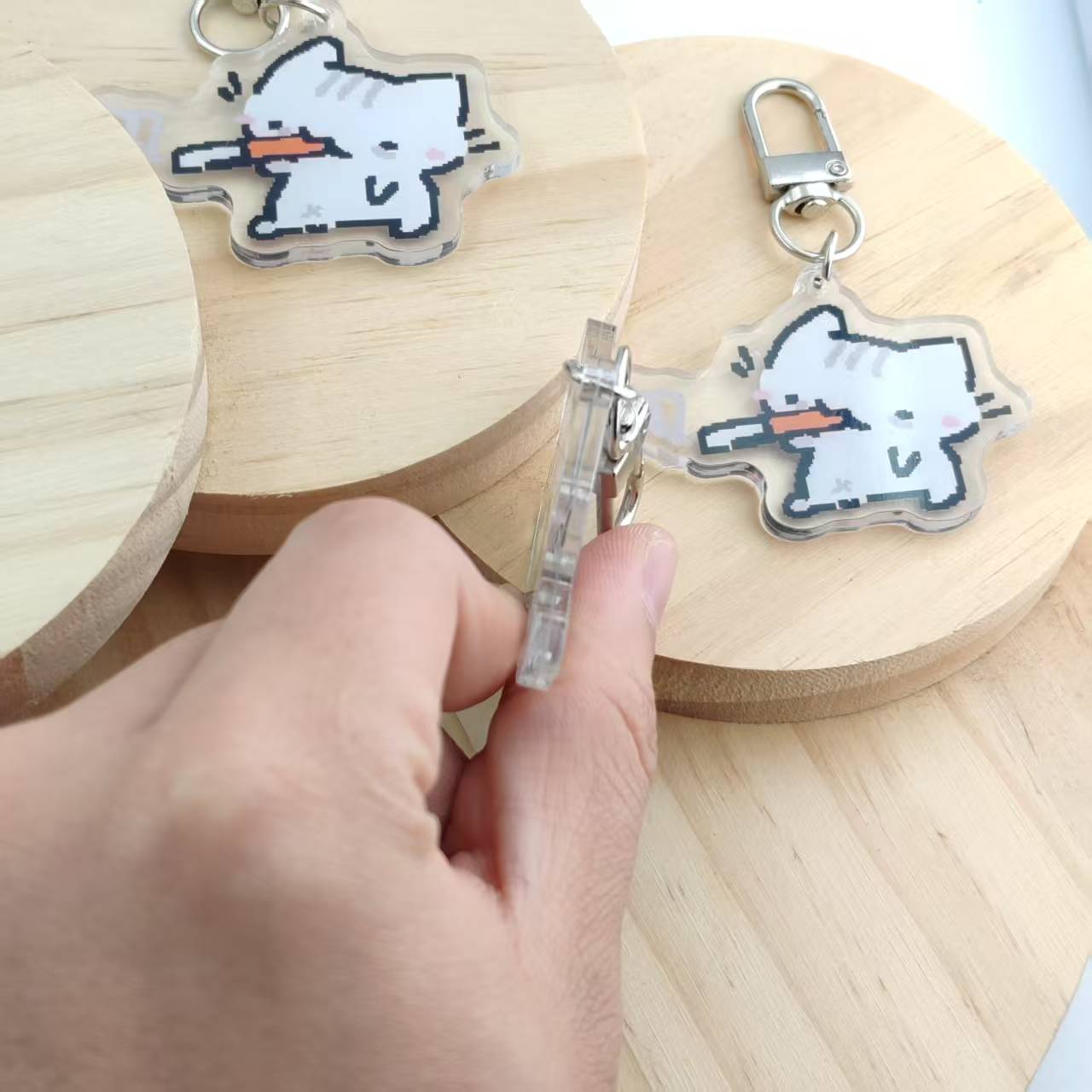 2d Flat Pixel Cat Keychain - G - Retro Gaming Vibe 评论和价格